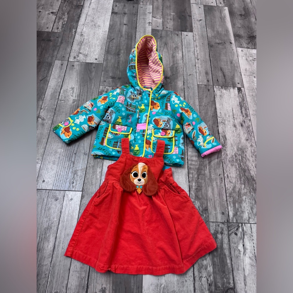 Disney Lady and The Tramp Jacket & Jumper Dress SET Corduroy 2 Years